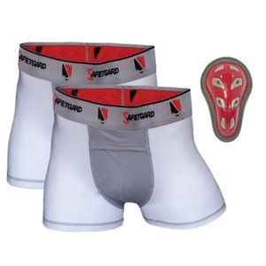 Safe-T-Gard YOUTH 2 Pack Boxer Briefs w/Cage Cup- White NWT